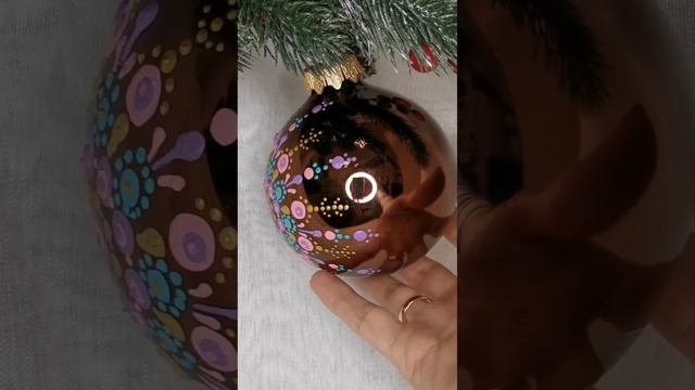 Арт. С46   Распаковка Шар с ручной росписью 80 мм «Нежный узор»