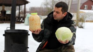 Капустняк по-польски в казане на костре.
