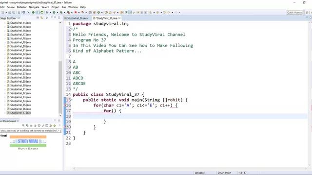 Java Program 37 - Java Program to Print Alphabet Patterns - Study Viral смотреть онлайн
