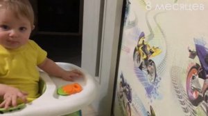 Как ребенок в 8 месяцев использует ходунки и визжит от радости. How a baby uses a Walker.