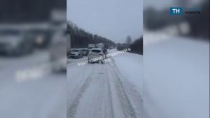 В Тульской области стоит трасса до Новомосковска