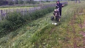 Как косит роторная косилка на мотоблоке