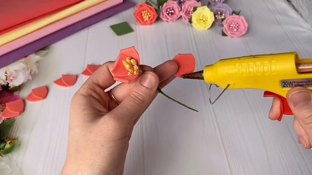 Цветы из фоамирана за 5 минут Фоамиран для начинающих DIY Eva foam sheet flowers / Flores de foamy