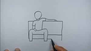 How to draw a person sitting down on a couch easy version | Easy Drawings