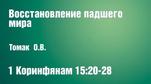 Восстановление падшего мира | Томак О.В.