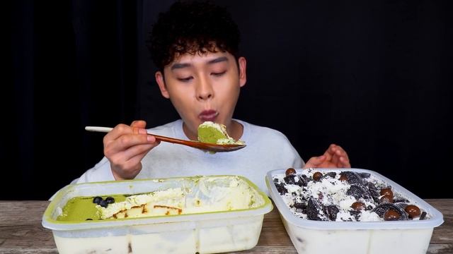 ASMR 녹차티라마수 아이스박스 오리지널 티라미수 파티팩 먹방~!! Box Cake?Green Tea Tiramisu Cake Oreo Cake Tiramisu MuKBang~!