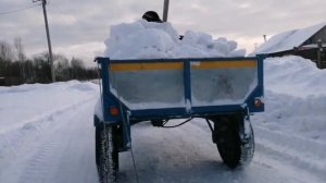 Вывоз снега на Мотоблоке Нева.