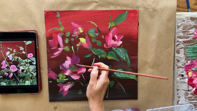 Мальвы акрилом. смотреть онлайн