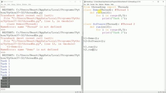 #32 Getting Start With Python | Multi threading in Python | Create | Collision | Synchronization