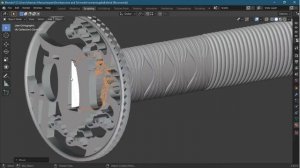 Процесс моделирования 3д модели катаны в программе Блендер 3d.