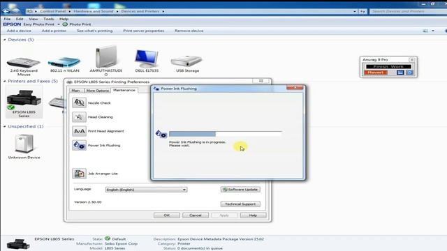EPSON L805 'POWER INK FLUSH' смотреть онлайн