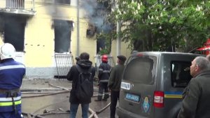 Мариуполь ГУВД в огне 09.05.2014 Ukraine Mariupol