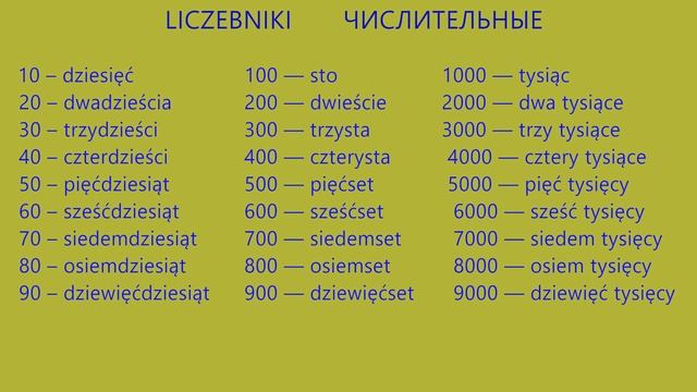 Цифры на польском