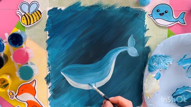 РИСУЕМ🐳КИТА В КОСМОСЕ🌒🌍🌕#длядетей#рисоватьлегко