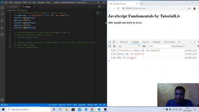Lecture 6.15: Javascript ES6 Array | shift() | unshift() | Array in Javascript | ECMAScript 2015