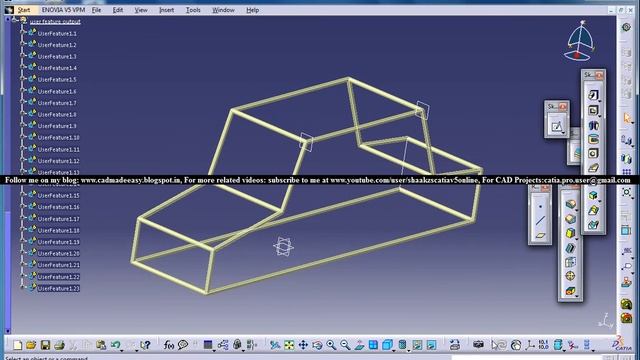 Catia V5 Tutorial|How to use Power Copy & User Feature P4|Knowledgeware Beginner's смотреть онлайн