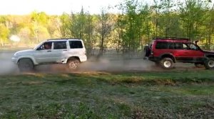 перетягивание каната  УАЗ патриот и pajero 2