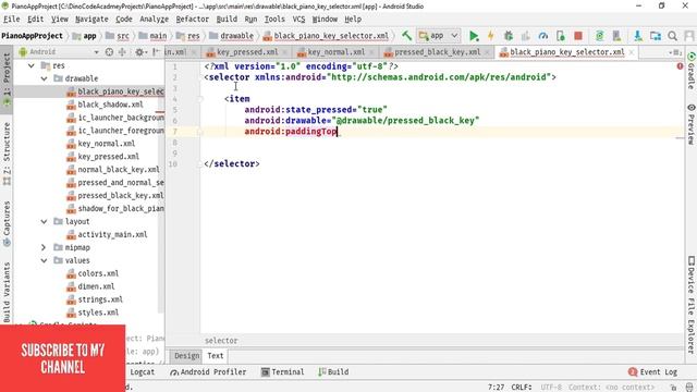 #10 Android Piano App Development Tutorial Part 10 - Code the main Selector file of Black Piano key смотреть онлайн