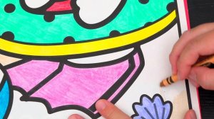Coloring Hello Kitty Summer Beach GIANT Coloring Page Crayola Crayons | KiMMi THE CLOWN