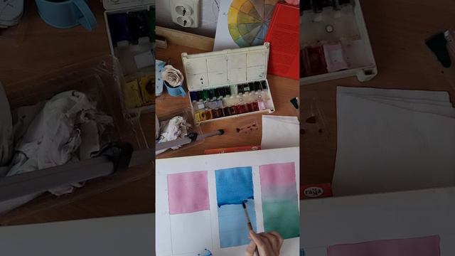 Акварель.Основные приёмы работы.Часть 1. Лессировка и заливка. Как сушить кисти после работы