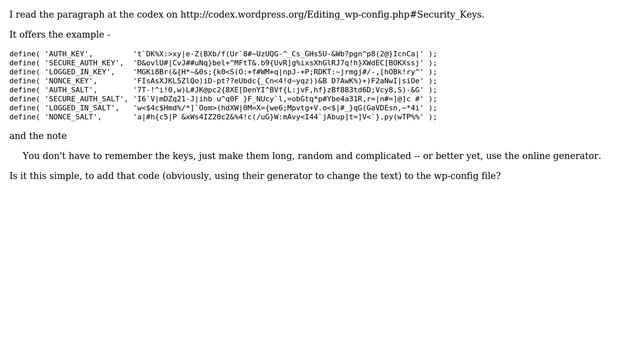 Wordpress: Adding Security Keys? смотреть онлайн