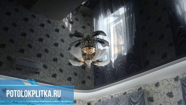 Установка черных натяжных потолков в спальне смотреть онлайн
