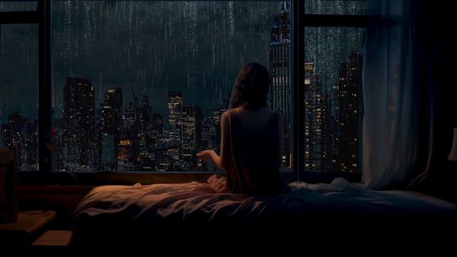 Soothing Rain Sounds for Sleeping, Studying and Relaxing with the Girl - City View at Night смотреть онлайн