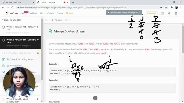 Leetcode #88 | Merge Sorted Array | O(n+m) time | Daily LeetCoding Challenge