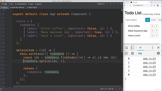 040 setState удаление элемента смотреть онлайн