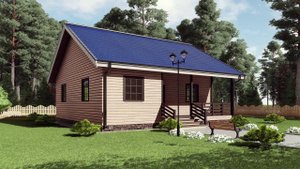 Проект каркасного одноэтажного дома 10*10 с террасой от "Строй и Живи"