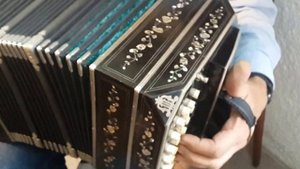 OLD BANDONEON BANDENION ALFA GERMANY PEARL ZINC PLATES 1958 TANGO EXCELLENT #1