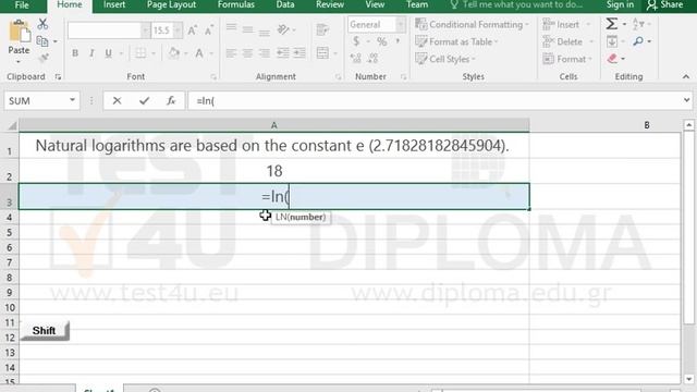 Use the LN function to calculate the natural logarithm of a number (Excel 2016) смотреть онлайн