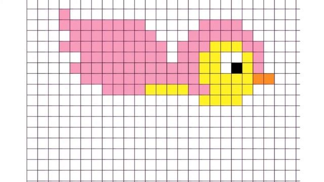 Как нарисовать птичку по клеточкам. Рисунок птицы. How to draw a bird. Simple bird drawing.