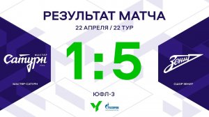 ЮФЛ-3. Мастер-Сатурн - СШОР Зенит. 22-й тур. Обзор