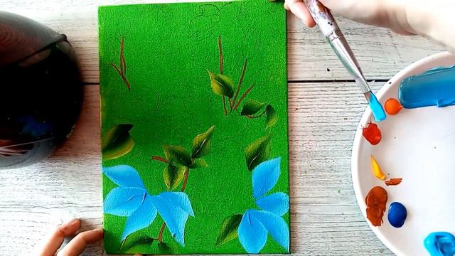 Blue clematis / Painting of simple flowers / Spring bird смотреть онлайн