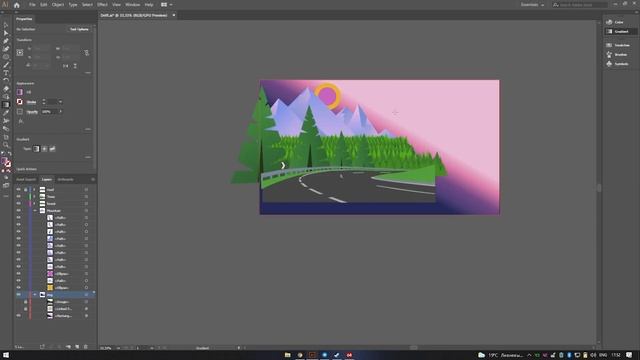 Горы и лес в стиле Flat-style illustrator - Speedart смотреть онлайн