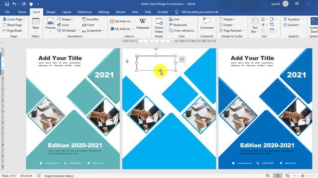 How to Create Book Cover Page in Ms word 2019 || Book Cover Design in Ms Word || design book cover