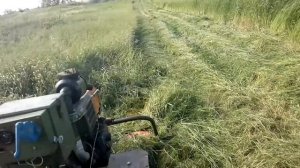 покос травы на сено мотоблоком Зирка