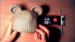 Шапка "МИШКА"Вязаная шапка крючком.Коротко как связать шапку.Детская шапка с ушками крючком