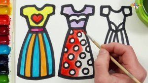 Рисования платьев - раскрашивания, раскраски для детей! Давайте рисовать
