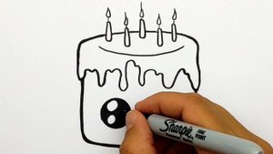 Как нарисовать Торт. Просто рисуем красивый Тортик на День Рождения. Рисунки для срисовки #582