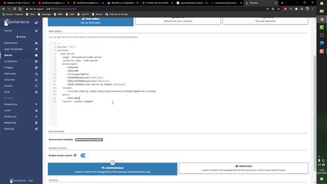 CODE SERVER instalado en Docker OMV смотреть онлайн