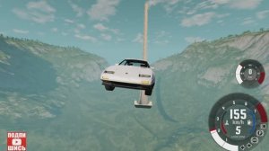 BeamNG Drive Спуск по рампе без тормозов на автомобиле! (Nissan 300ZX) Мод патруль!