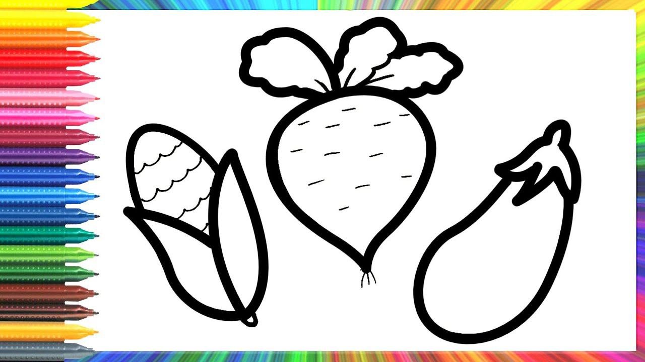 How To Draw Corn, Beetroot And Eggplant&Drawing Tutorial Art