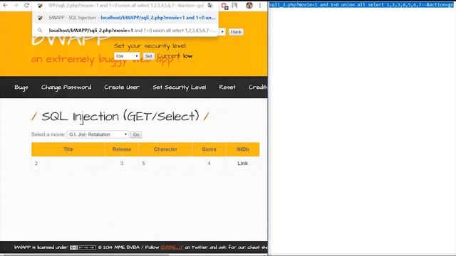 bWAPP SQL Injection GET Select  LowMediumHigh