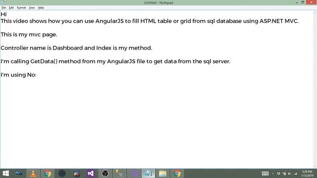 Angular JS Bind Table Grid from SQL Database in ASP NET MVC C#