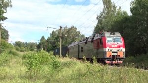 Электровоз 2ЭС5К-509 с грузовым поездом на перегоне Кстово - Зелецино, Нижегородская область