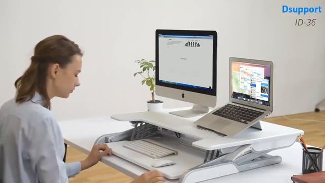 Новый регулируемый по высоте алюминиевый стол для ноутбука и монитора, который стоит в смотреть онлайн