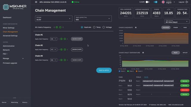 Разгон Antminer S21 стандартный блок питания