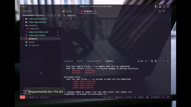 Writing code without coding - Browser TTS with AIDER (ASMR DEVLOG)